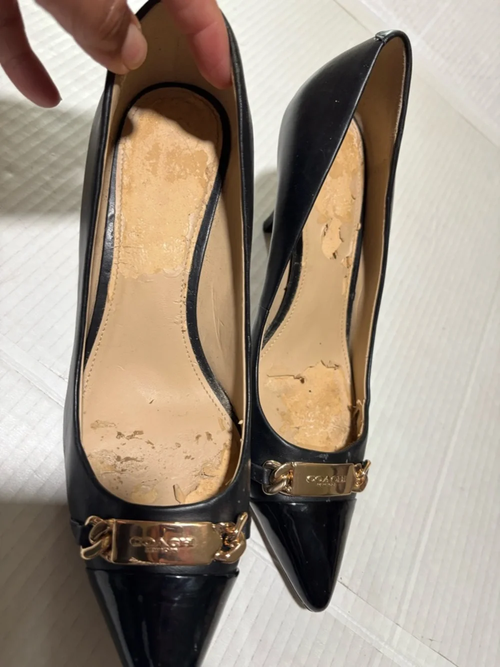 Coach Black Leather Mid-Heel Pump with Gold Horsebit - Picture 13 of 14